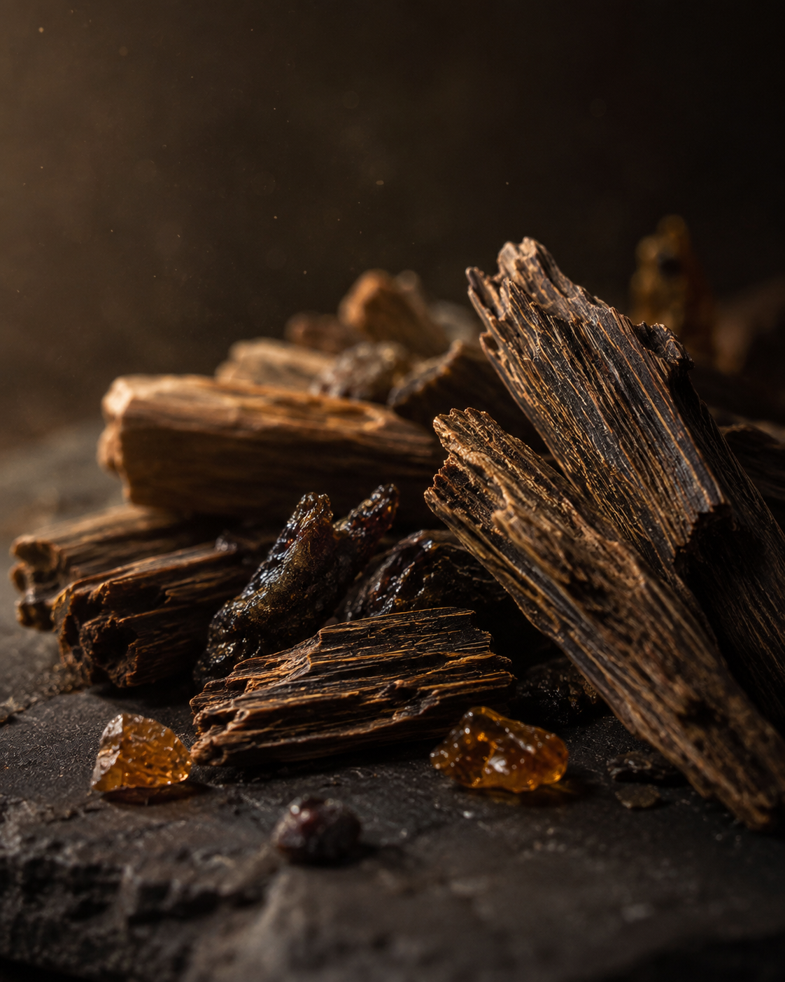 Dark aged oudh resin and wood