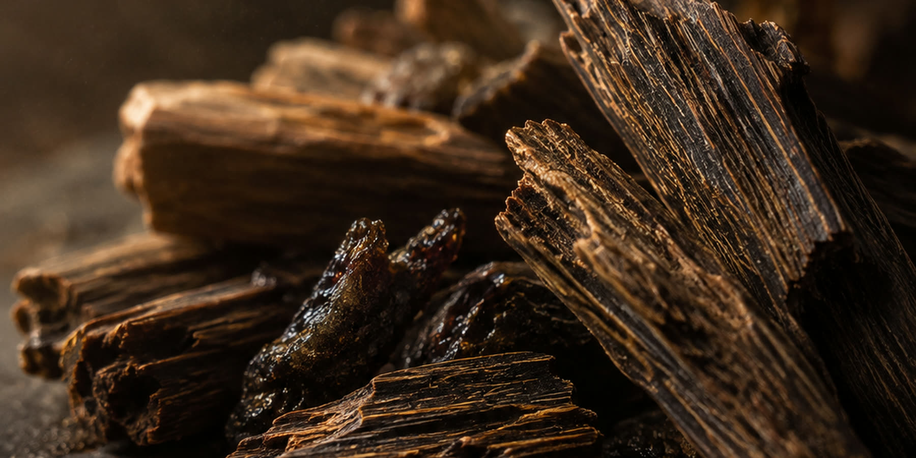 Dark aged agarwood resin, the base of Kashmiri Oudh
